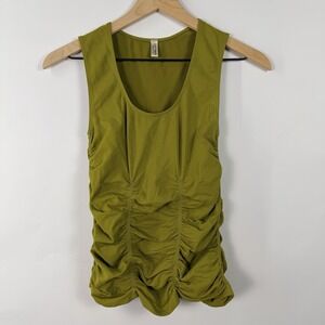 Last Tango Olive Ruched Sleeveless Tank Top Made in USA Bodycon S